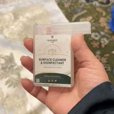 Surface cleaner and disinfectant 20 mL on carpet (Umrah Kit).gif